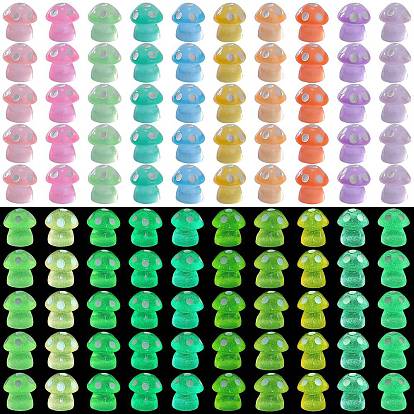 100 шт. 10 цвета грибов светящиеся украшения из смолы, светится в темноте, украшения для рабочего стола в автомобиле или домашнем офисе