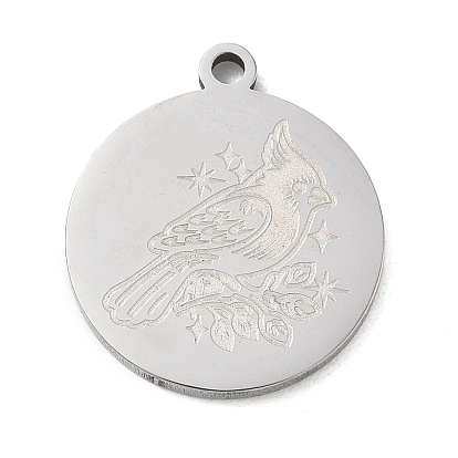 201 Stainless Steel Pendants, Flat Round Charms, Stainless Steel Color
