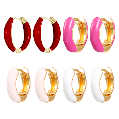 4 пары 4 цветные эмалевые серьги-кольца из сплава для женщин