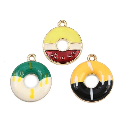 Подвески из эмали и сплава, пончик, золотые