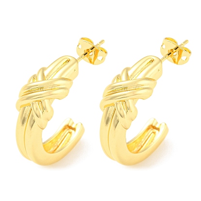 Boucles d'oreilles en laiton plaqué en crémaillère, boucles d'oreilles demi-créoles, plaqué longue durée, sans plomb et sans cadmium