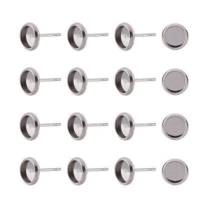 100 шт 304 детали серьги-гвоздики из нержавеющей стали, плоско-круглые