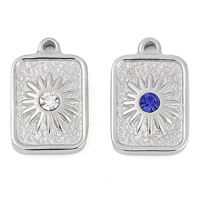 304 из нержавеющей стали горный хрусталь подвески, прямоугольник с солнечным шармом