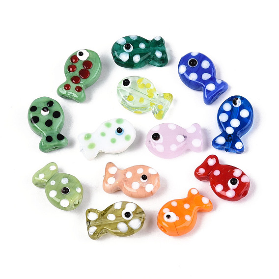 Бусы лэмпворк ручной работы, рыба с точкой