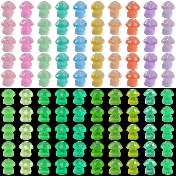 100 шт. 10 цвета грибов светящиеся украшения из смолы, светится в темноте, украшения для рабочего стола в автомобиле или домашнем офисе