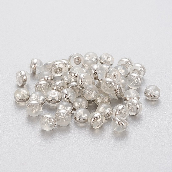 Экологически чистые пластиковые гайки для ушей, спинки для серьги, с 304 фурнитурой из нержавеющей стали, полукруглые / купольные