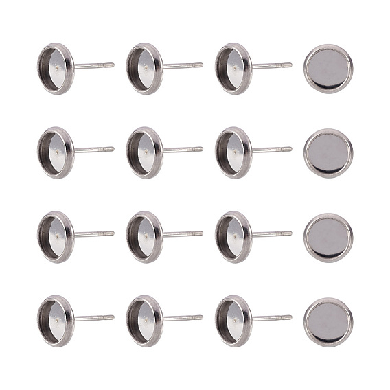 100 шт 304 детали серьги-гвоздики из нержавеющей стали, плоско-круглые