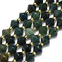 Природные моховой агат бисер нитей, граненые, ромб