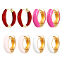 4 пары 4 цветные эмалевые серьги-кольца из сплава для женщин