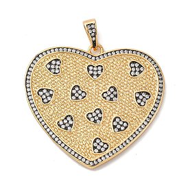 Латунные микропаве прозрачные подвески с фианитом, сердце прелести, стойки покрытие, прочное покрытие, без кадмия и без свинца