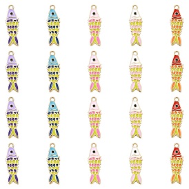 40 шт 5 цвета сплава эмалевые подвески, рыбы прелести, золотые