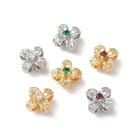 Abalorios de latón, con diamantes de imitación de cristal, flor