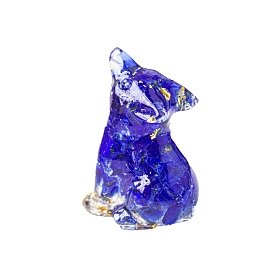 Resin Cat Display Decoration, with Lampwork Chips inside Statues for Home Office Decorations