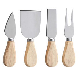 Stainless Steel Cheese Knife or Fork or Spreader, with Wooden Handle, Butter Pizza Cutter