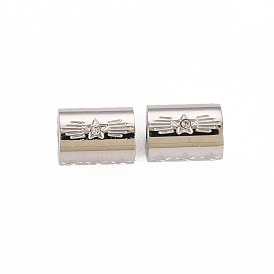 304 Stainless Steel Beads, with Rhinestone, Column with Star