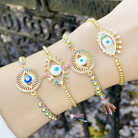 Stylish Eye Bracelet with Colorful Zirconia Stones - Copper Devil's Eye Design