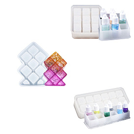 Rhombus/Rectangle/Square Gridded Storage Box DIY Silicone Molds, Resin Casting Molds, for UV Resin & Epoxy Resin Craft Making