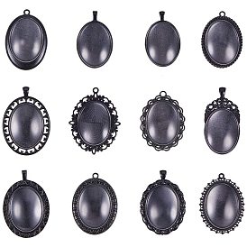 Поделки кулон решений, с гальваническим сплавом большие подвесные кабошонные настройки и прозрачные стеклянные кабошоны, овальные