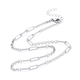 Ожерелья цепи, с латунными цепями Роло, 304 цепочки для канцелярских скрепок и застежки-клешни из нержавеющей стали