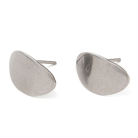 304 Stainless Steel Stud Earring Findings, with Vertical Loop, Twist Oval