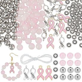 Kits para hacer pulseras de aleación con el tema del lazo rosa para la concientización sobre el cáncer de mama