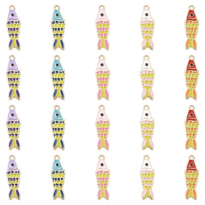 40 шт 5 цвета сплава эмалевые подвески, рыбы прелести, золотые