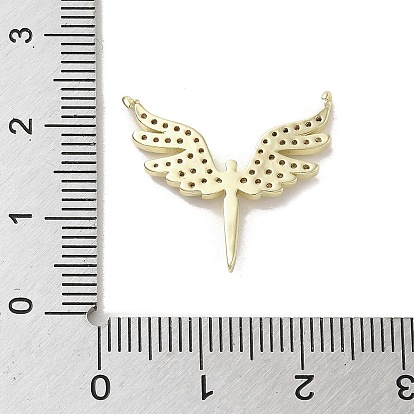 Brass Micro Pave Cubic Zirconia Pendents, Long-Lasting Plated, Wings