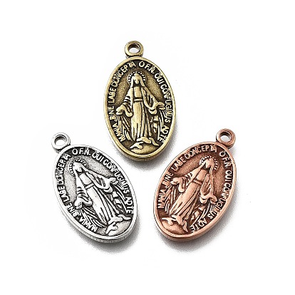 Латунные подвески, овал с девственной рисунком мэри, без кадмия и без свинца, долговечный, стойки покрытие