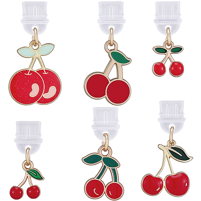 6шт пластиковые мобильные пылезащитные заглушки, с подвесками из сплава эмали и вишни, золотые