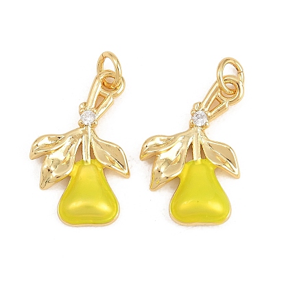 Латунные микропаве прозрачные подвески с фианитом, грушевые обереги, долговечный, стойки покрытие, с эмалью, без свинца и без кадмия