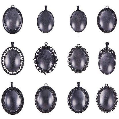 Поделки кулон решений, с гальваническим сплавом большие подвесные кабошонные настройки и прозрачные стеклянные кабошоны, овальные