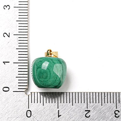 Natural Malachite Pendants, Apple Charms with Alloy Snap on Bails
