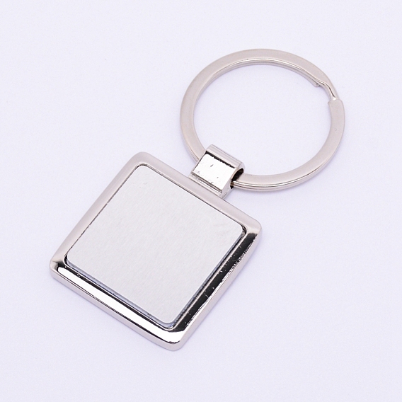Aluminum Blank Key Chain, Heat Transfer Keychain, with Iron  Split Key Rings, Square