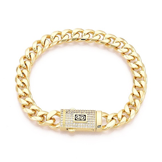 Браслеты-цепочки с кубическими звеньями из латуни с микропаве из прозрачных кубических цирконий