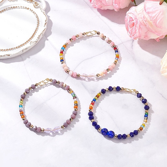 Стекло вышитый бисером браслеты для женщин, рондель, граненые