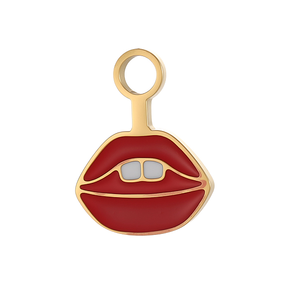 304 нержавеющей стальной эмали подвески, очарование губ, ионное покрытие (ip), долговечный, реальный 18 k позолоченный