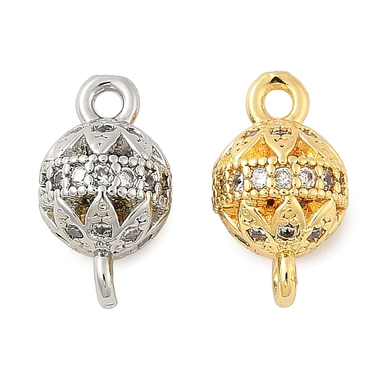 Шармы-соединители из латуни с микропаве из кубического циркония, без кадмия, без никеля и без свинца, круглые