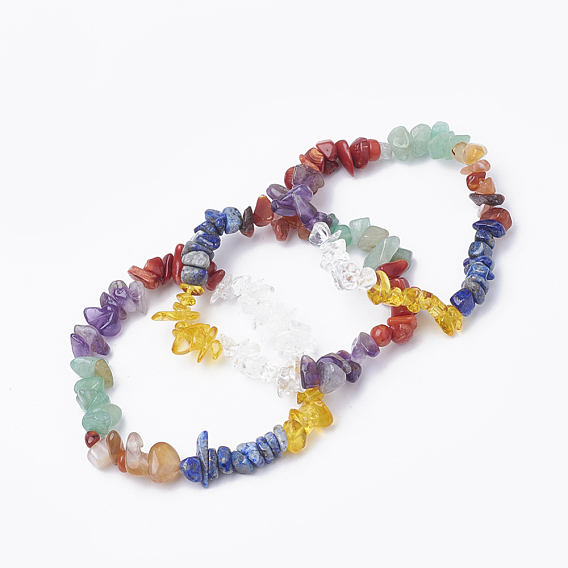 Natural Gemstone Stretch Bracelets, Chips