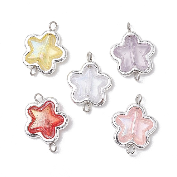 Сплав прозрачный акриловый цветок соединительные подвески, с 304 двойными петлями из нержавеющей стали, цвет нержавеющей стали