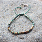 Adjustable Natural African Turquoise(Jasper) and Tiger Eye Heishi Beads Braided Bead Bracelets, with Paper Display Cards