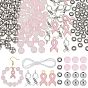 Breast Cancer Pink Awareness Ribbon Theme DIY Alloy Bracelet Making Kits