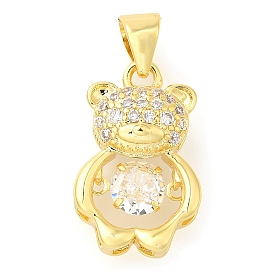 Подвески из латуни с покрытием медвежьей стойки, микропаве из кубического циркония, без свинца и без кадмия