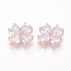 Brass Cubic Zirconia Links, Flower