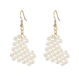 Heart Pearl Beads Dangle Earrings, Brass Earring Hooks