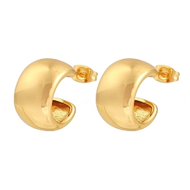 201 Stainless Steel C-Shaped Stud Earrings, with 304 Stainless Steel Pin