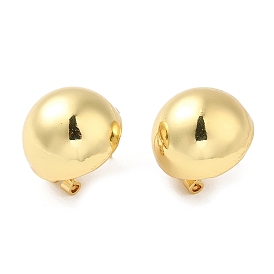 Rack Plating Brass Half Round Stud Earrings for Women, Long-Lasting Plated, Cadmium Free & Lead Free