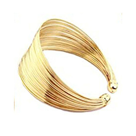 Bold Multi-Layered Metal Wire Bangle Bracelet with Wide Openings - Unique Statement Jewelry for Women