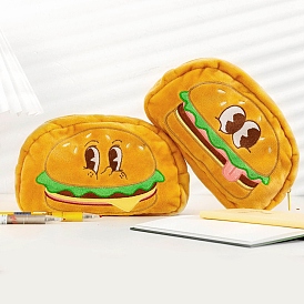 Пеналы из плюшевой ткани в форме гамбургера, чехол для хранения канцелярских принадлежностей для студентов на молнии, Офисные и школьные принадлежности