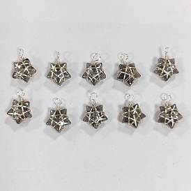 10Pcs Copper Wired Wrapped Glass Pendants, Star Charms