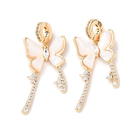 Латунные микропаве прозрачные подвески с фианитом, бабочки прелести